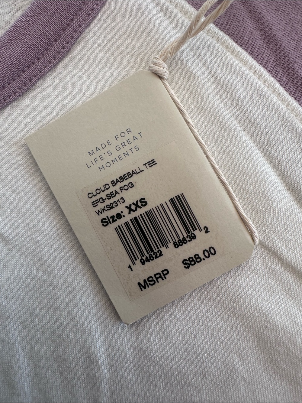 Faherty White Tee with Lavender Trim - Picture 3 of 3